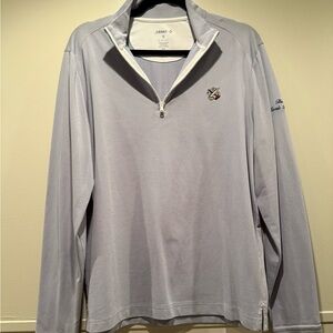 johnnie-O Gray and White Quarter-Zip Pullover